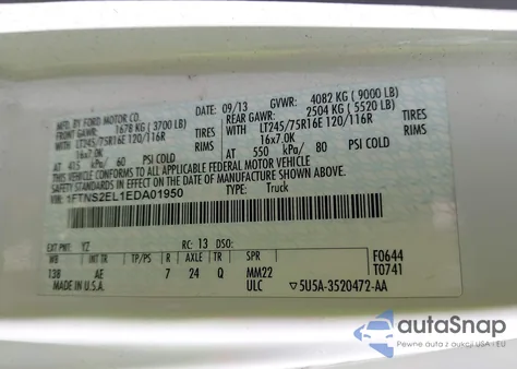 2014 Ford E-250 Commercial from USA, damaged, VIN 1FTNS2EL1EDA01950